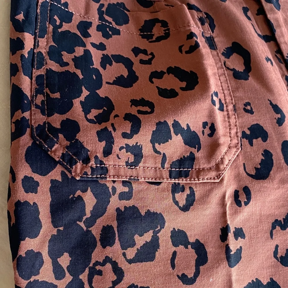 🐆 Anthropologie Maeve Colette Cropped Wide-Leg Animal Print Pants NWOT 28 sz 6 - Picture 8 of 10